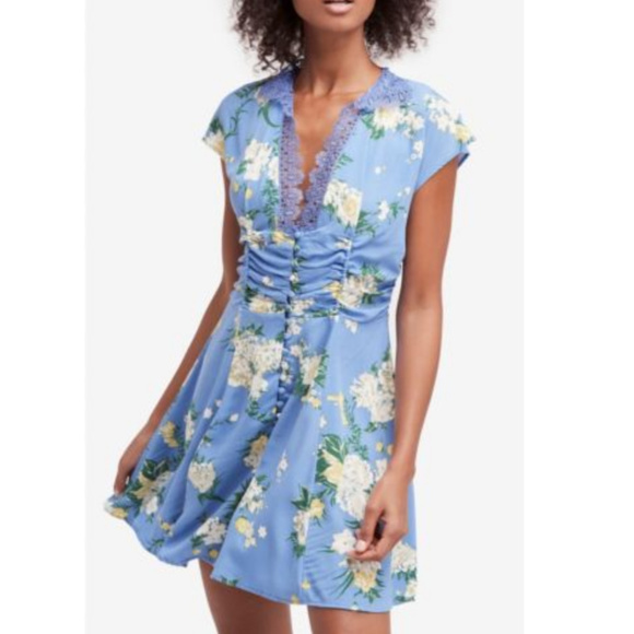 FREE PEOPLE Alora Floral Print Mini Dress Midnight - Picture 4 of 4